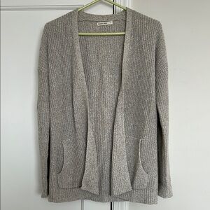Marine Layer Gray/Oatmeal Cardigan with Open Front and Long Sleeves